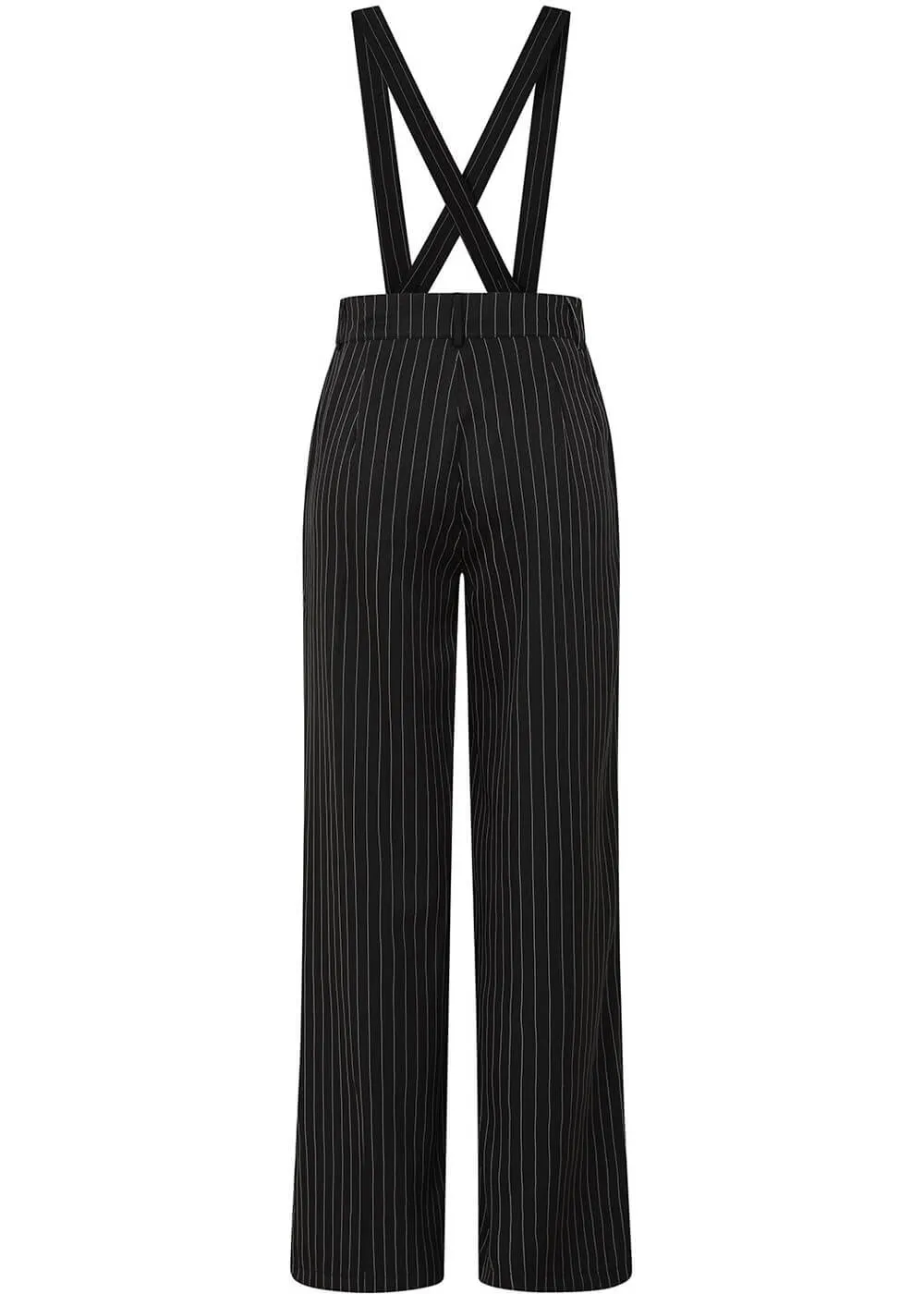 Banned Pinstripe Goals 40's Trousers Black
