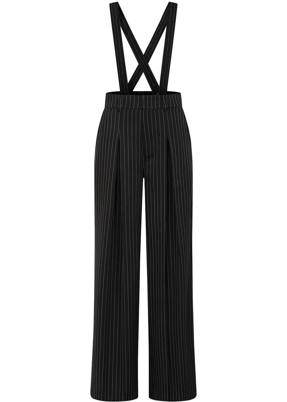 Banned Pinstripe Goals 40's Trousers Black
