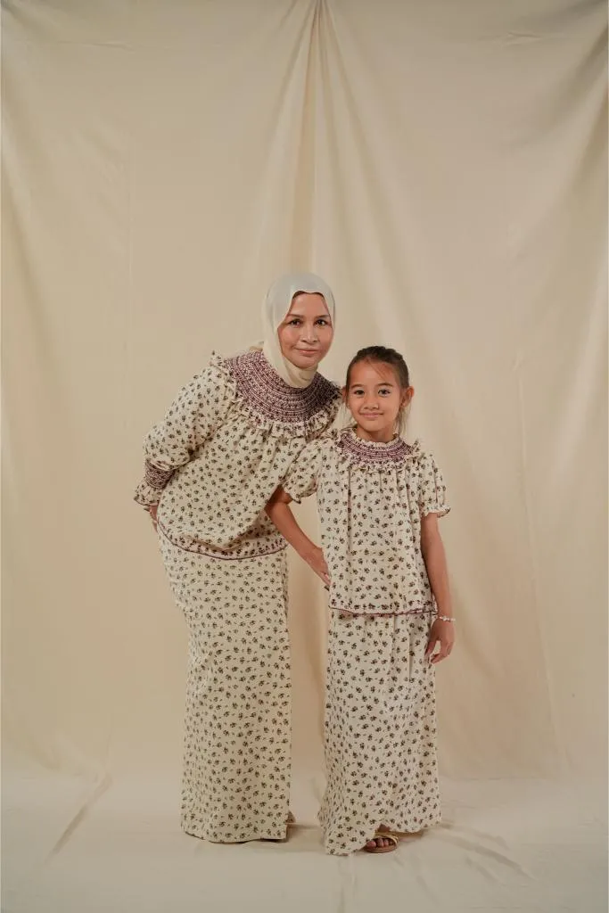 BEA KURUNG IN BURGUNDY FLORAL