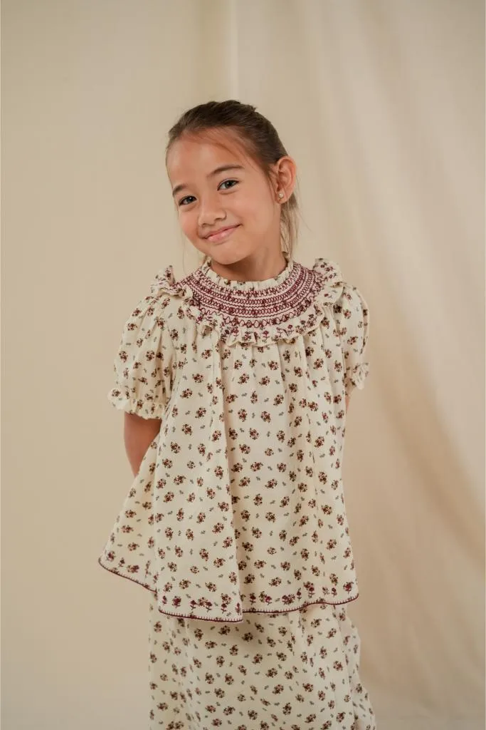 BEA KURUNG IN BURGUNDY FLORAL