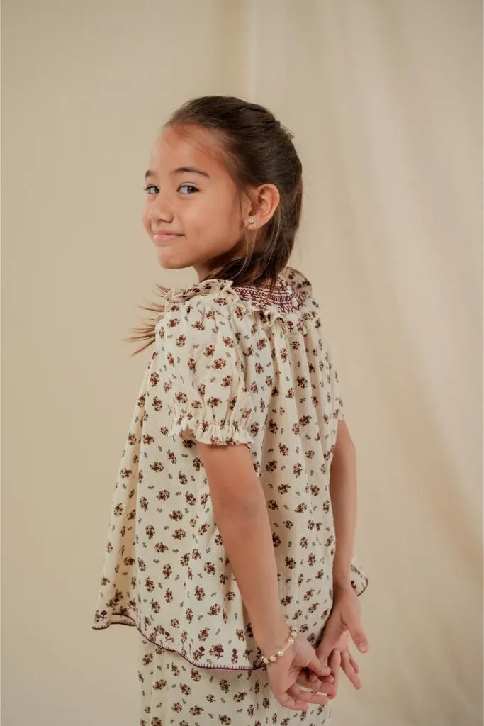 BEA KURUNG IN BURGUNDY FLORAL