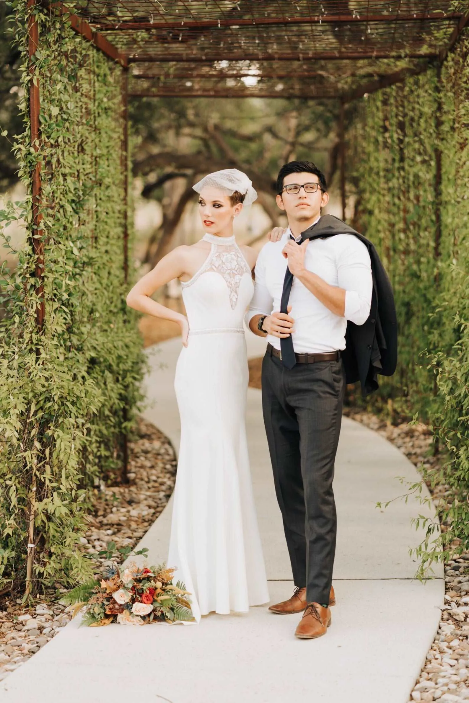 Beaded & Sequined Halter Fit & Flare Wedding Dress | Beverly