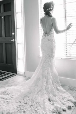Beaded Lace Mermaid Dress for Wedding Spaghetti Straps vestido de noiva sereia