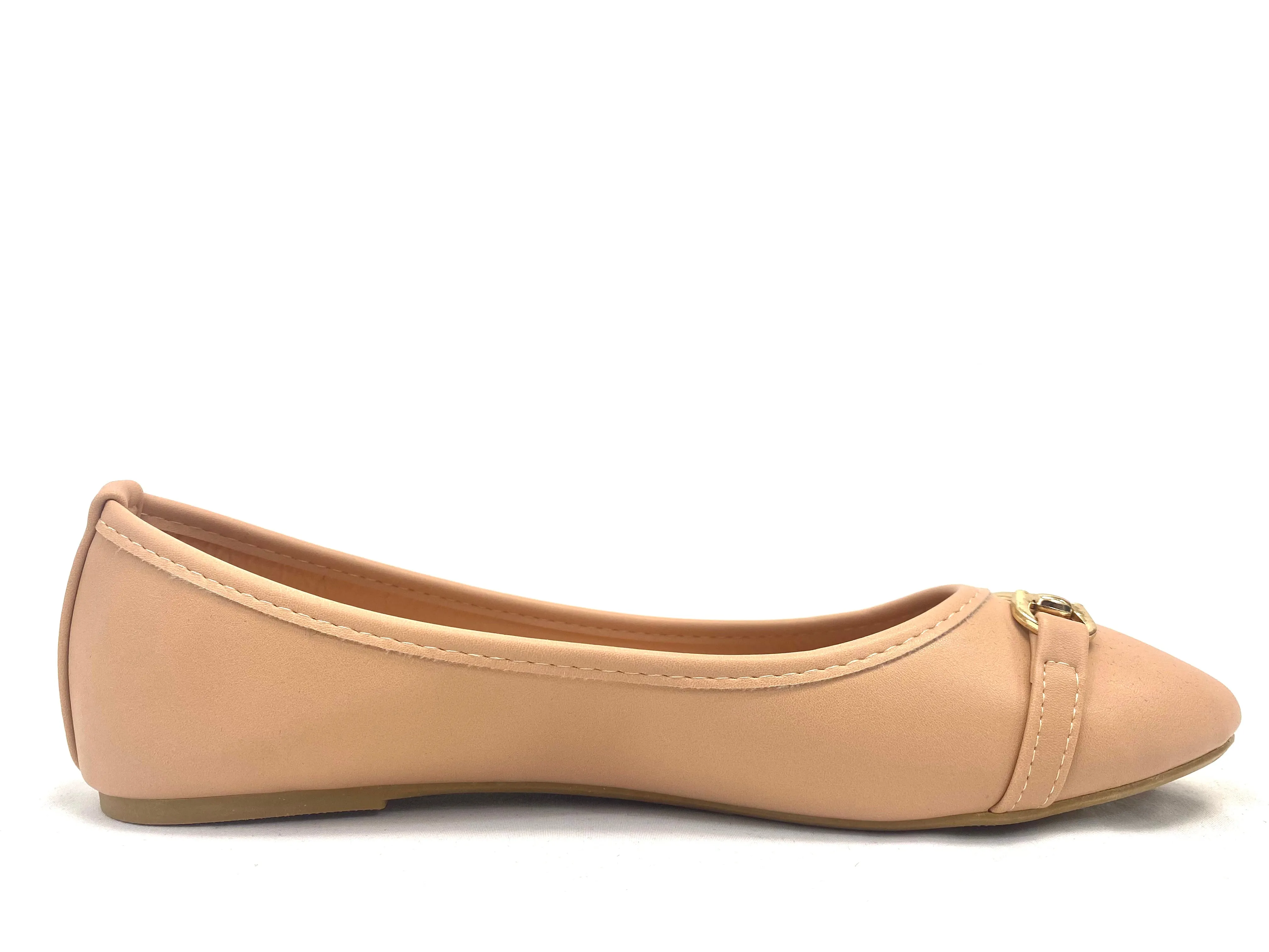 Beige Flats with Gold Decor