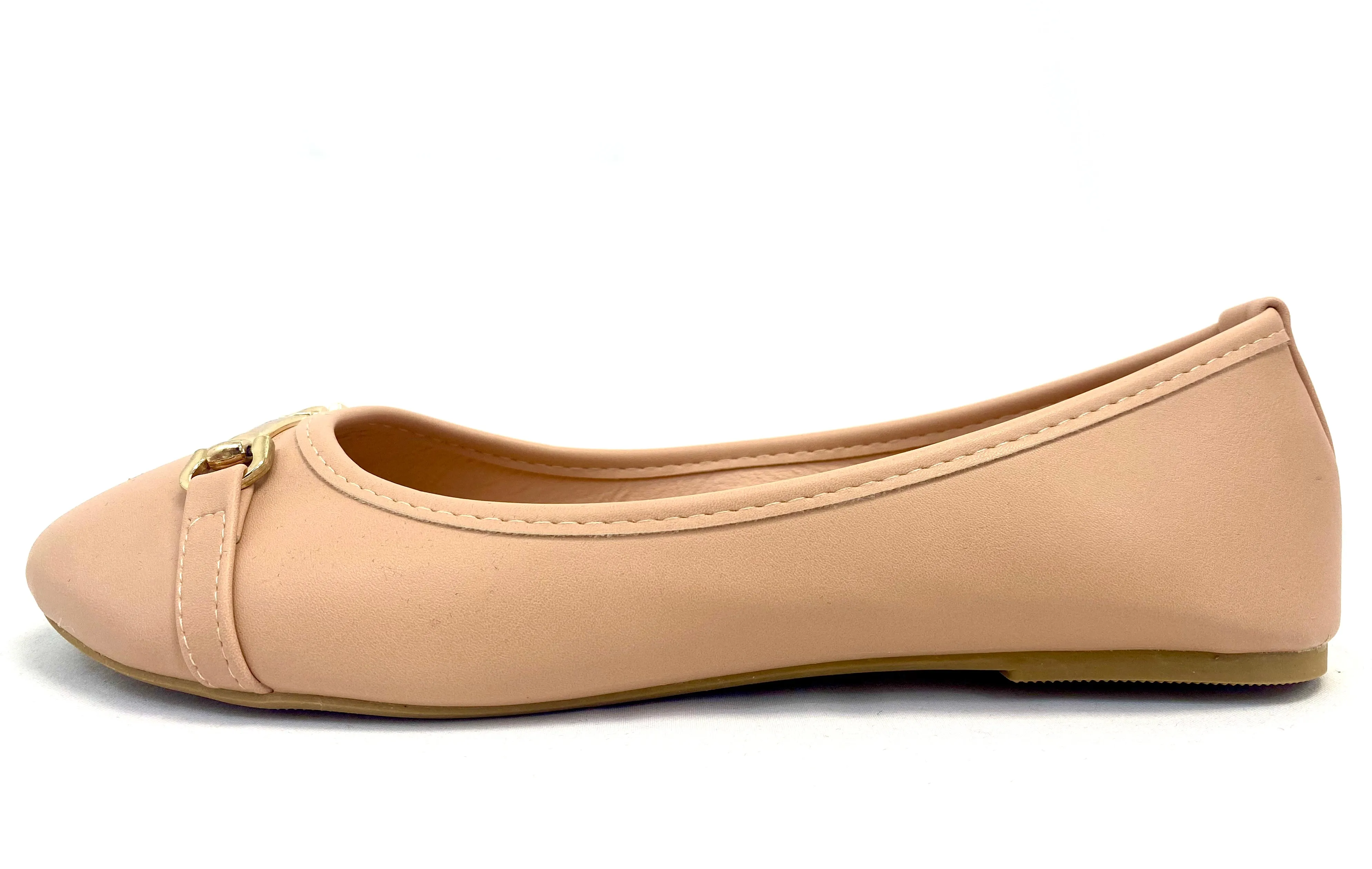 Beige Flats with Gold Decor