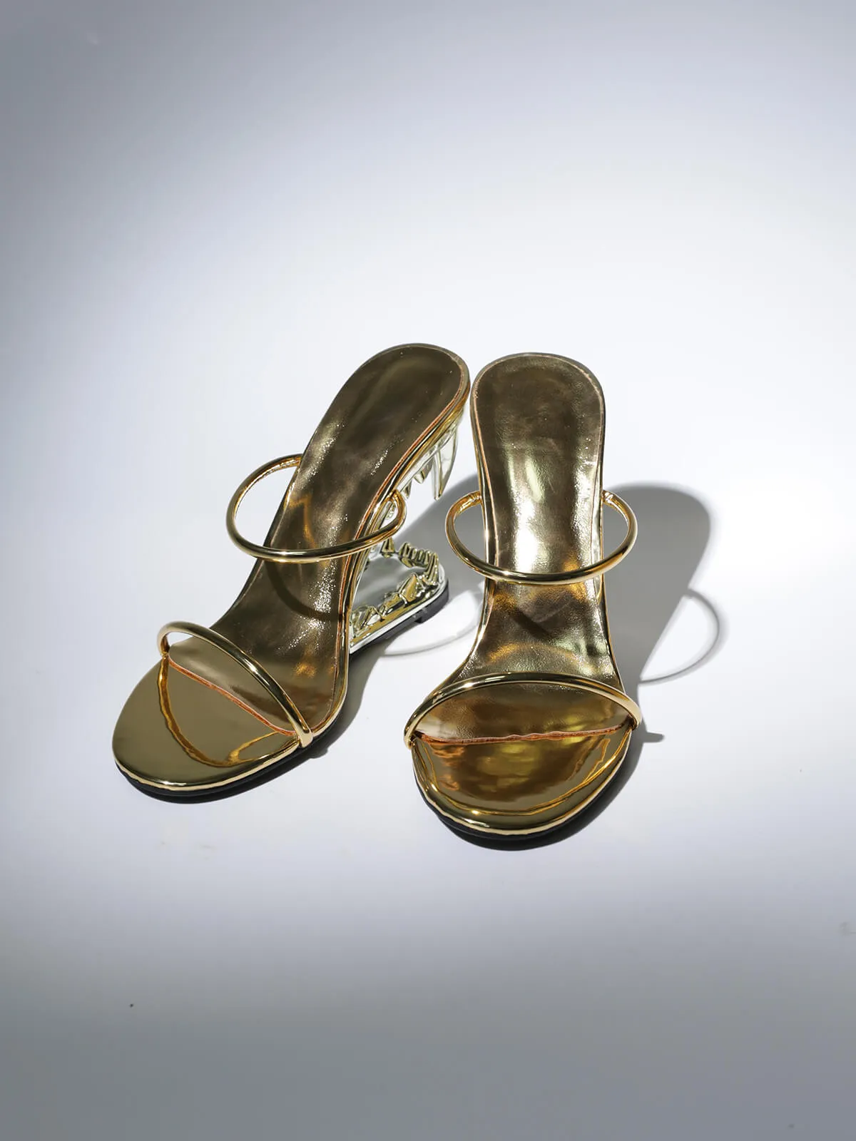 BerryBetty - TIGER TOOTH CUTOUT HEELS IN GOLD