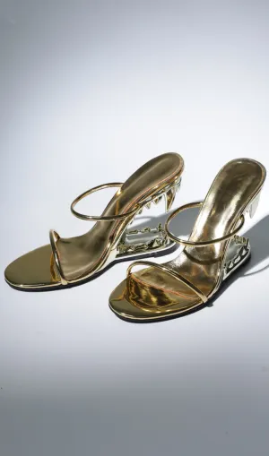 BerryBetty - TIGER TOOTH CUTOUT HEELS IN GOLD