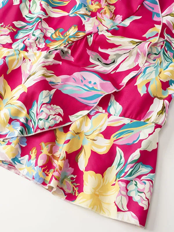 BerryBetty - Women's Floral Wrap V-neck Fit And Flare Dress