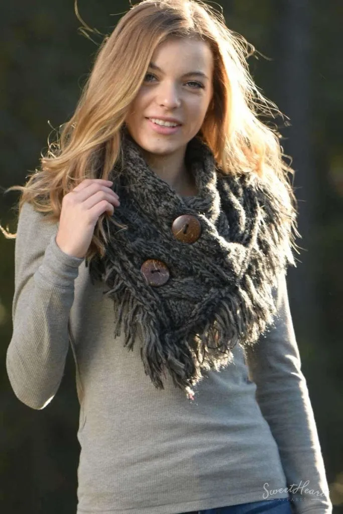 Beyond the Fringe - Shoulder Wrap - Charcoal