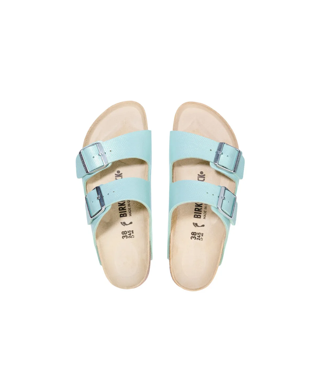 Birkenstock Arizona Shiny Embossed Birko-Flor Surf Green Sandals