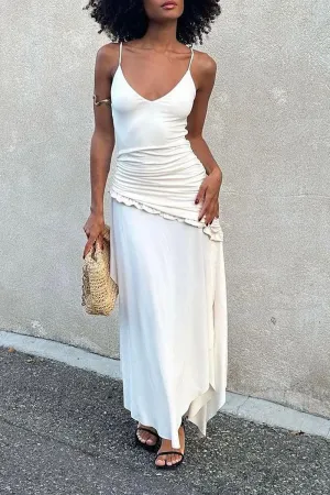 BL659 Spliced V-neck Slim Maxi Dress