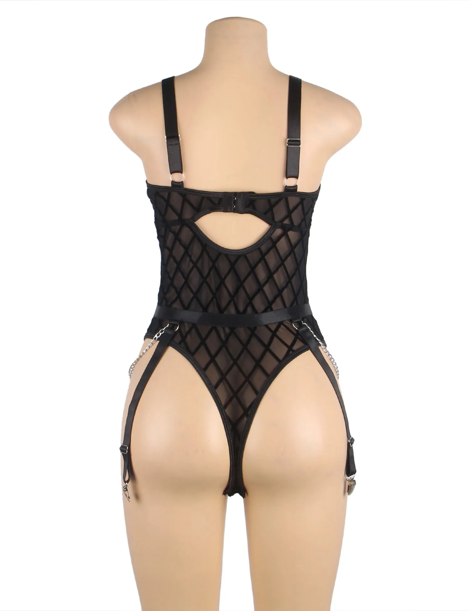 Black & white Mesh Chain Bodysuit