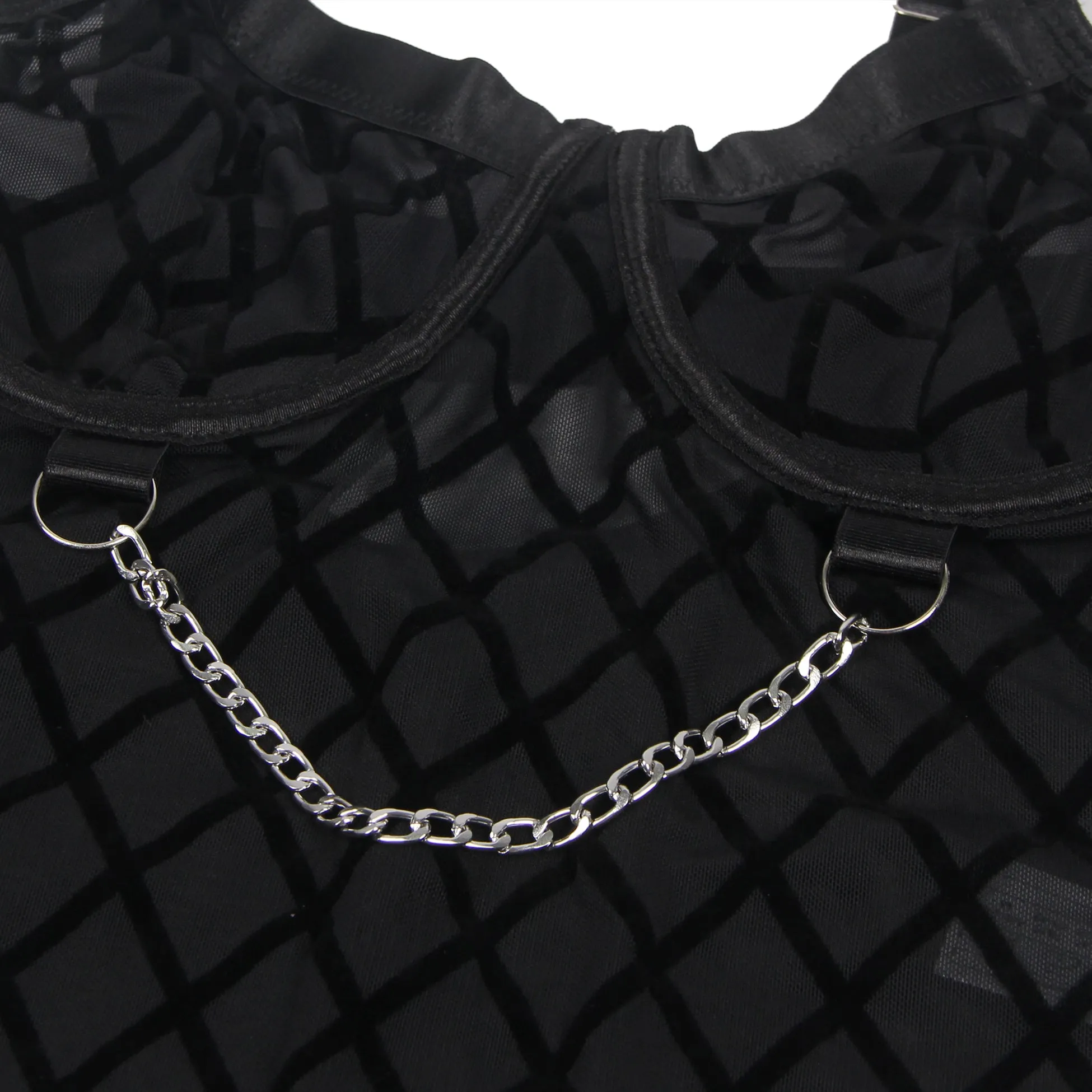 Black & white Mesh Chain Bodysuit