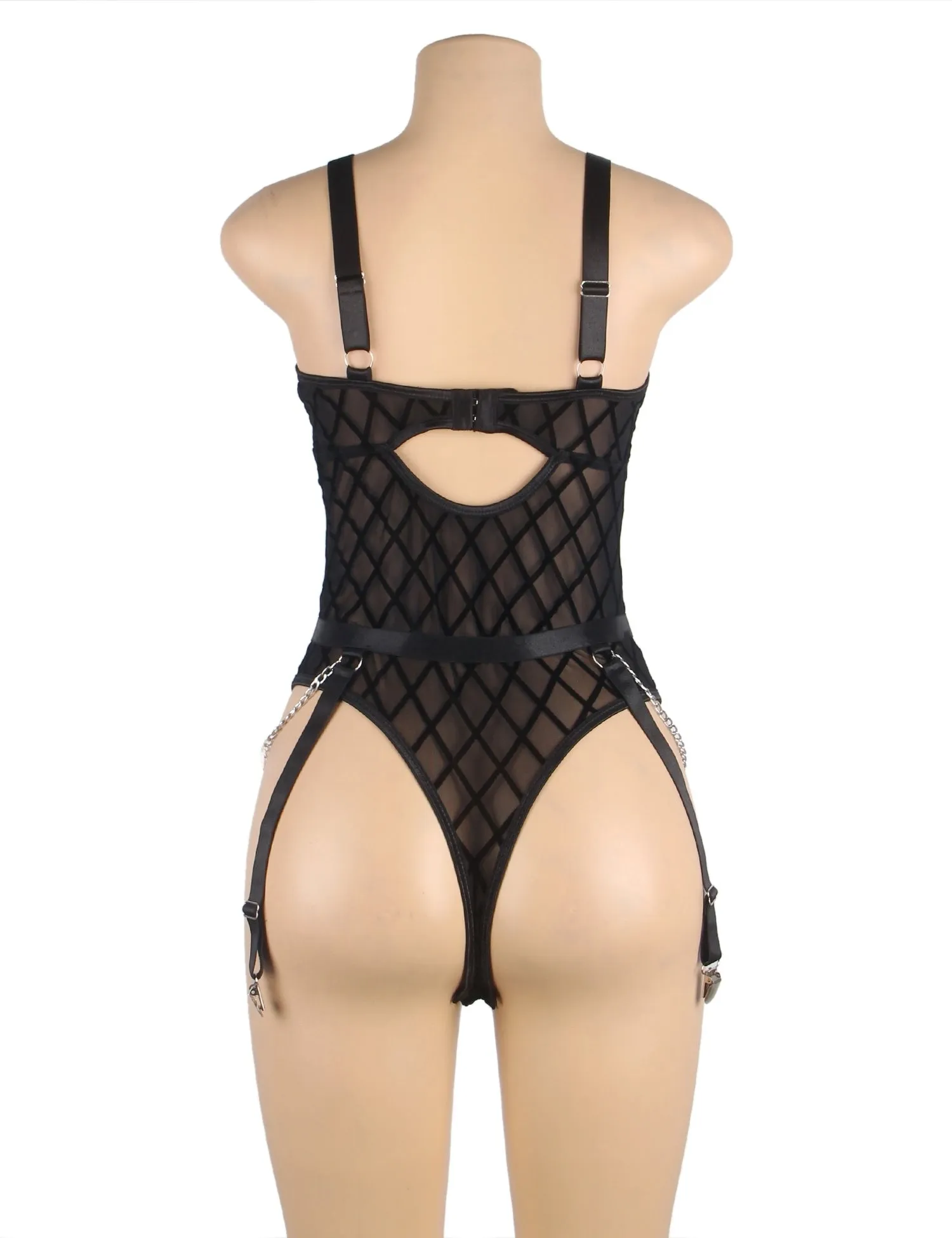 Black & white Mesh Chain Bodysuit