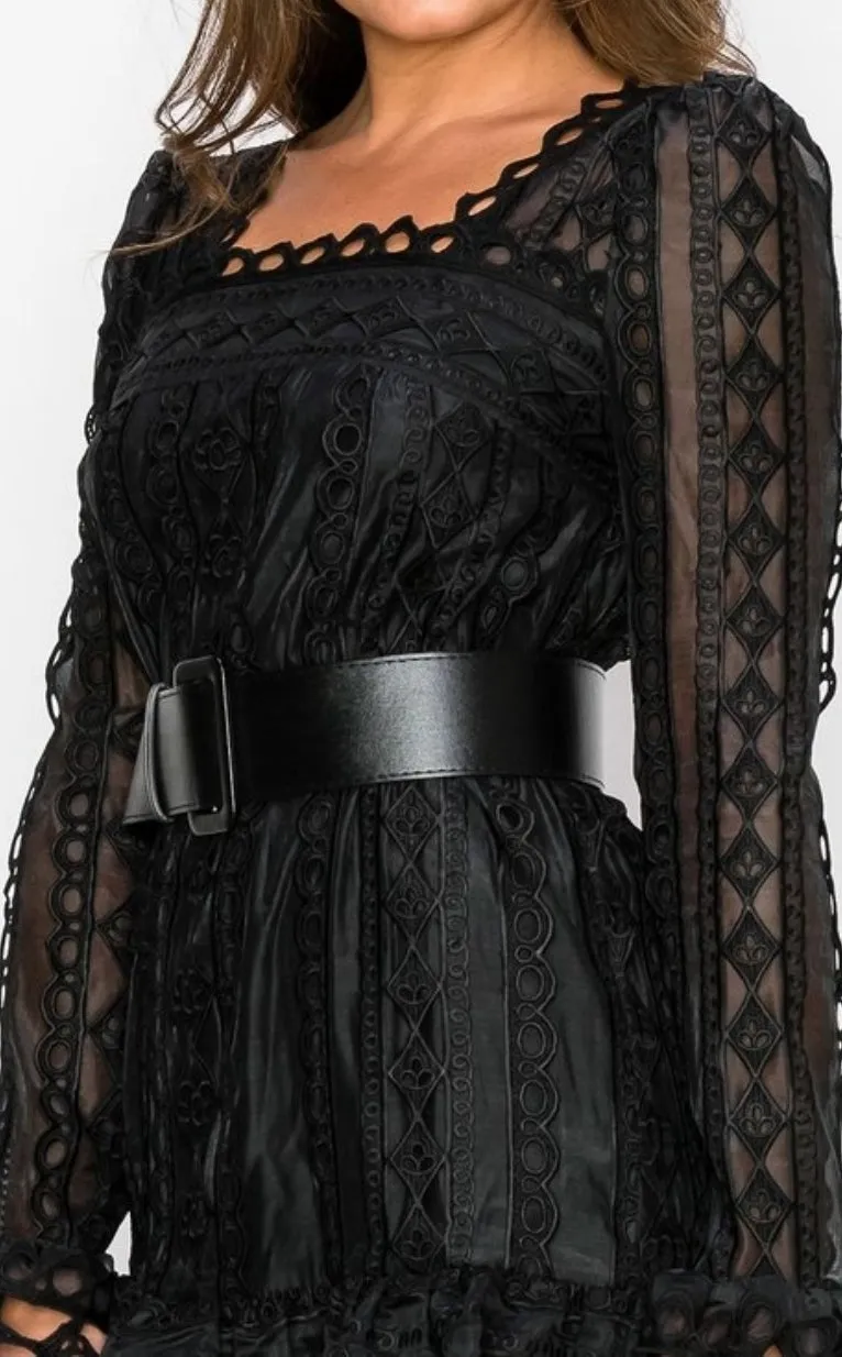 Black Crochet Check Me Out Dress