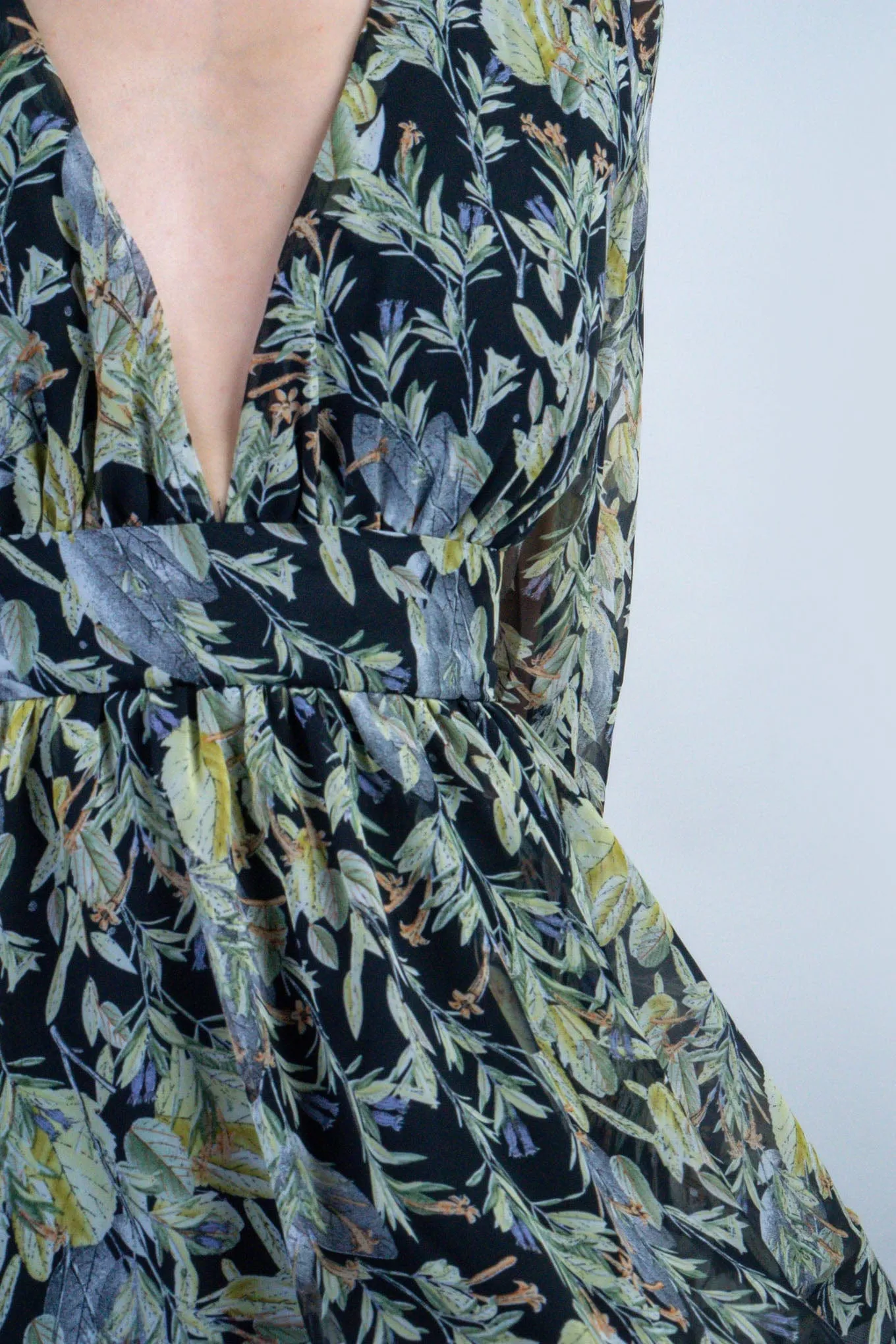 Black Floral Print Skater Dress