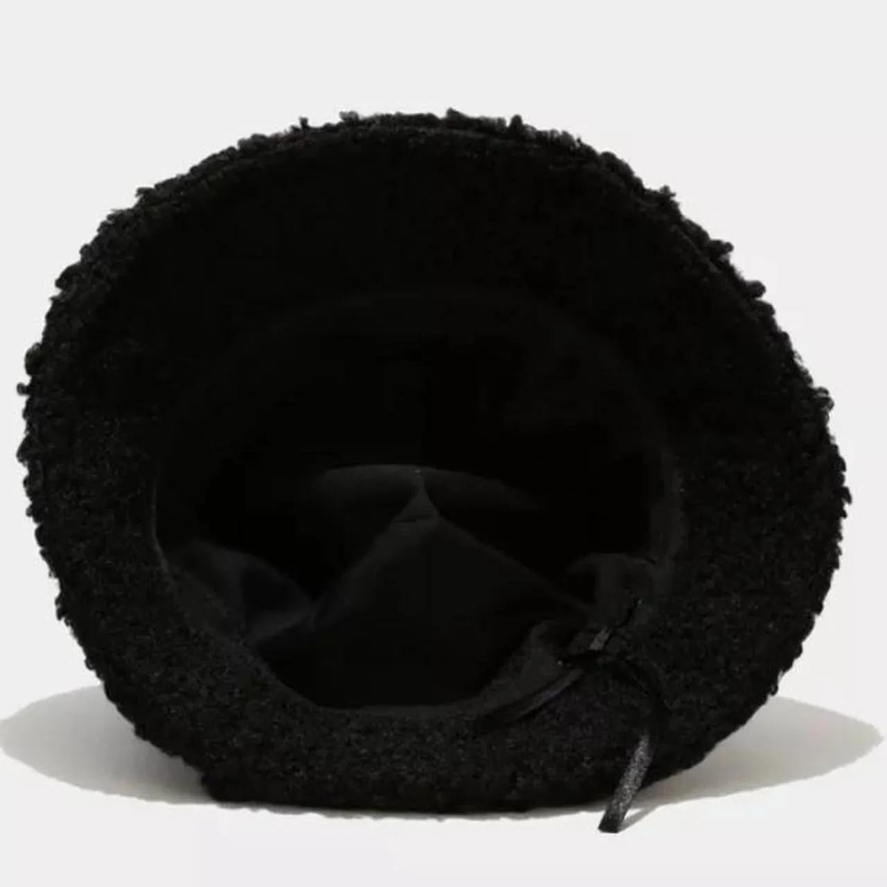 Black Fuzzy Smiley Face Bucket Hat