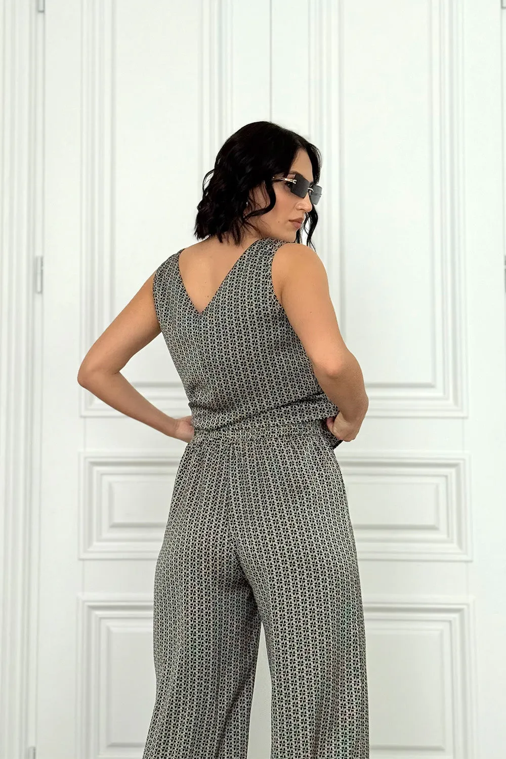 Black silk suit