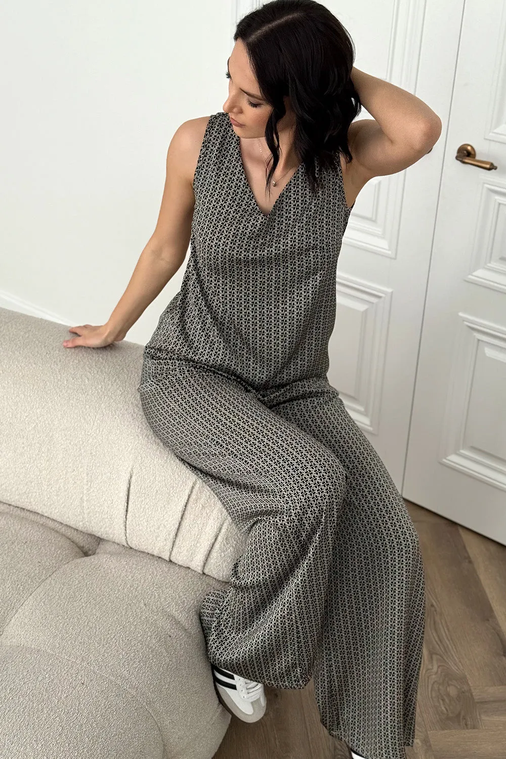 Black silk suit