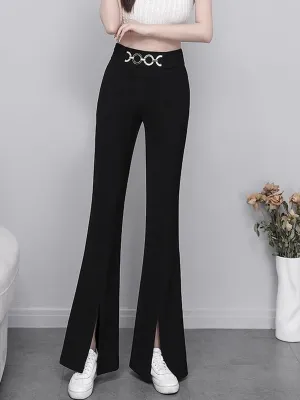 Black Trousers With Belt Detail
