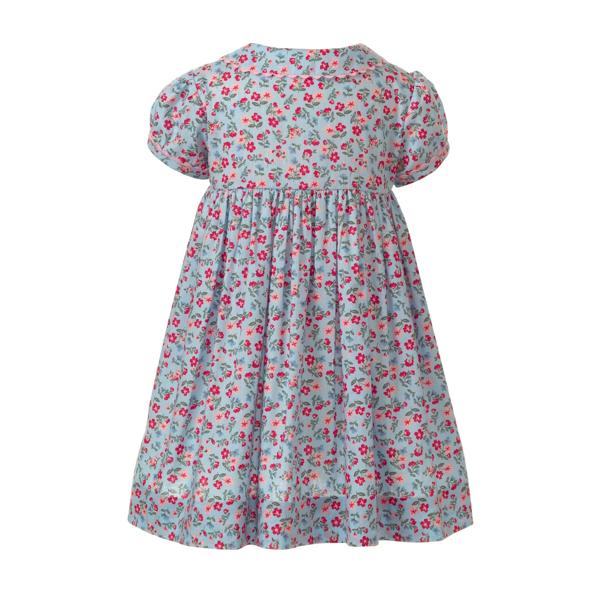 Blue Floral Button-front Dress & Bloomers