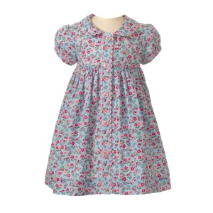 Blue Floral Button-front Dress & Bloomers
