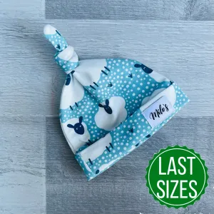 Blue Sheep Knot Top Baby Hat
