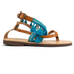 Boho, Sea Shell in Light Blue , Handmade leather Sandals