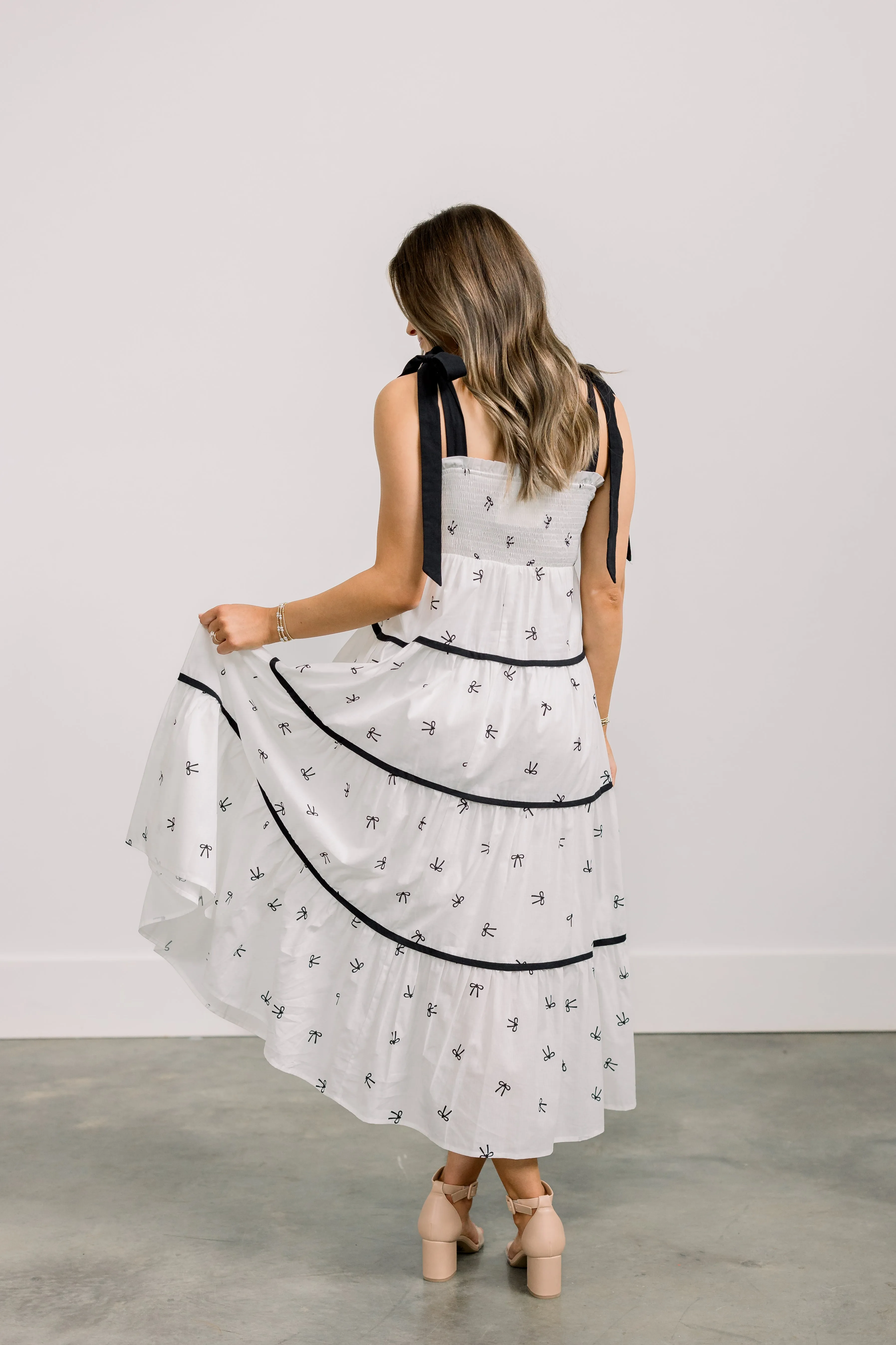 Bow Print Flare Mini Dress