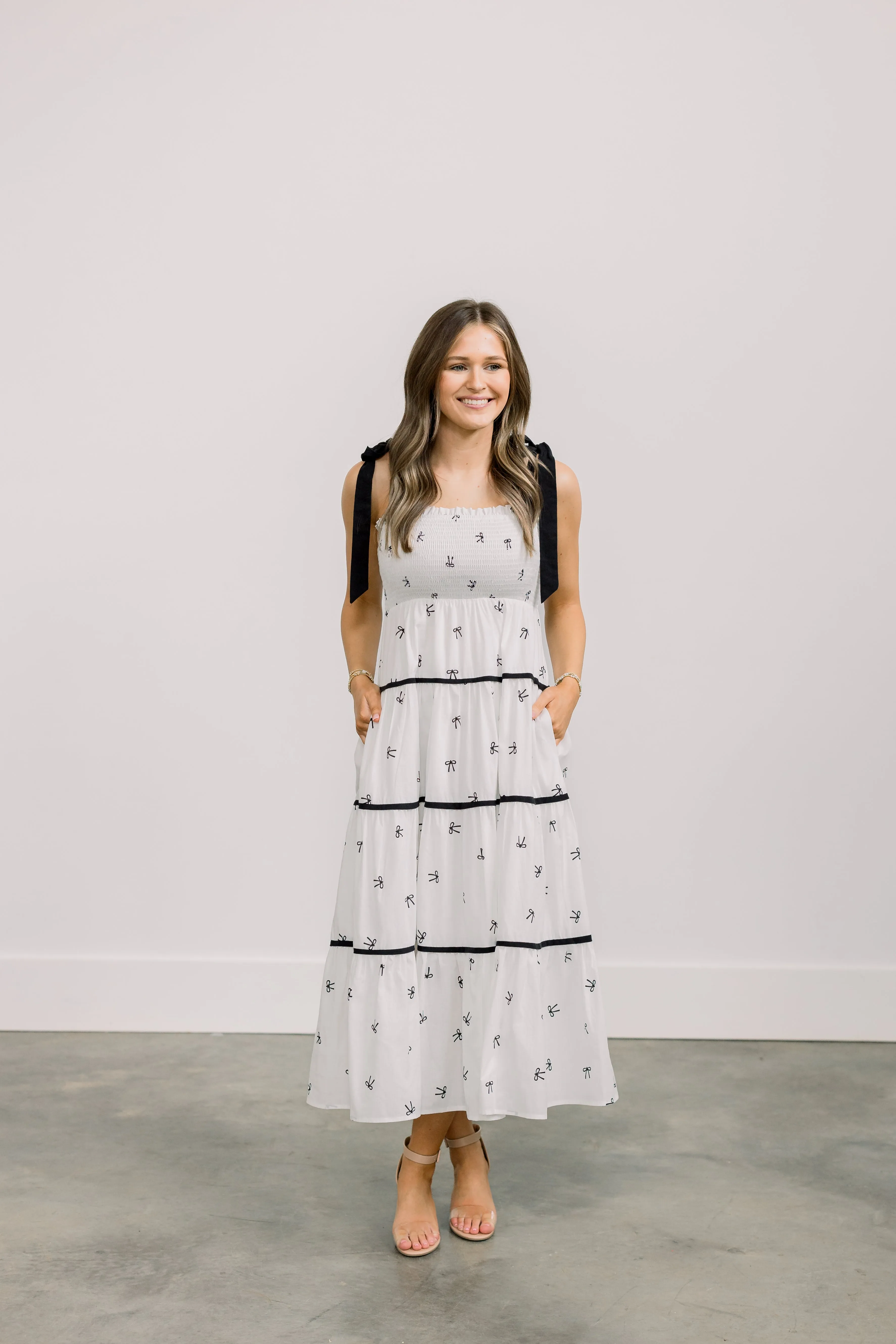 Bow Print Flare Mini Dress