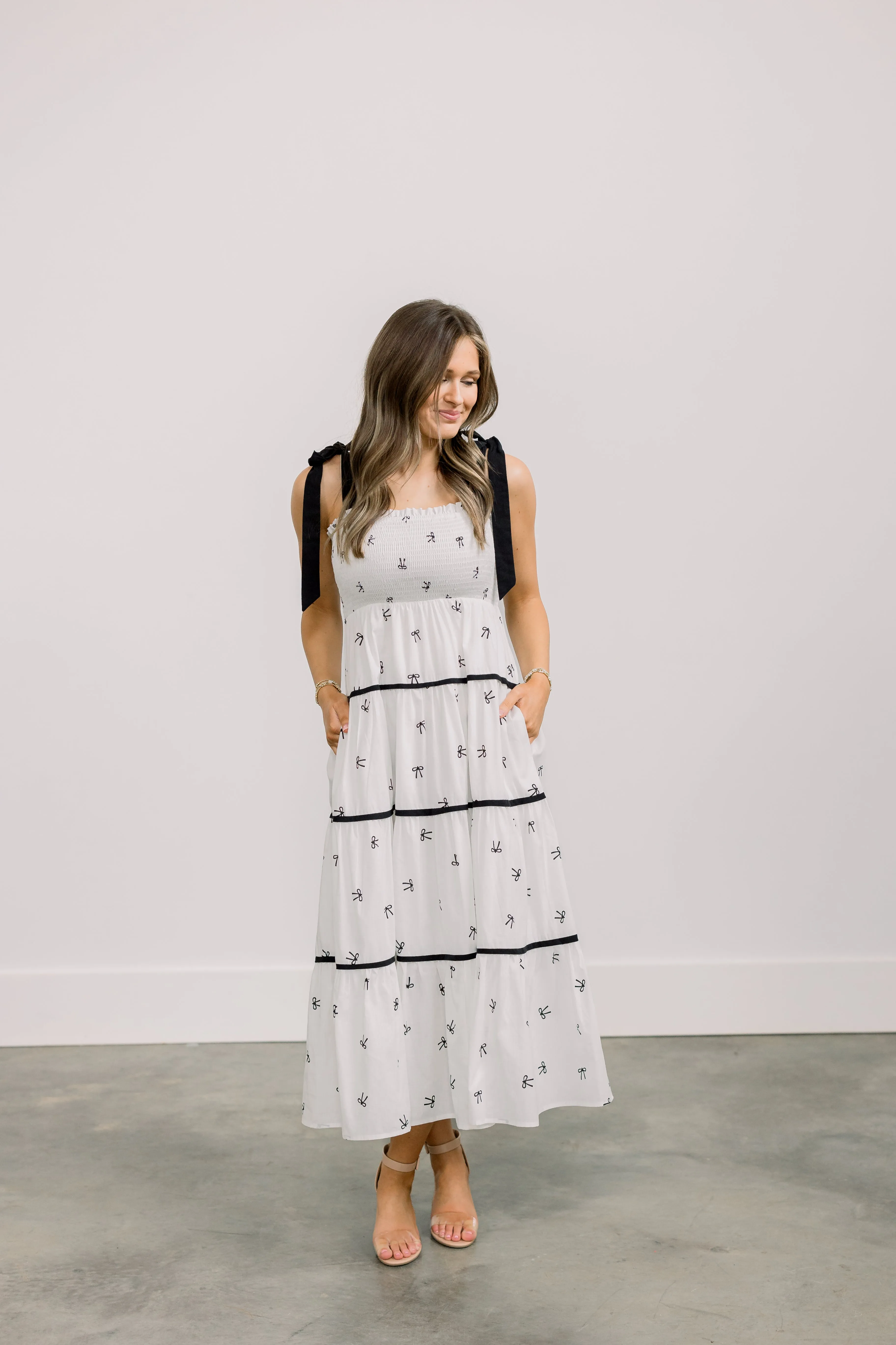 Bow Print Flare Mini Dress