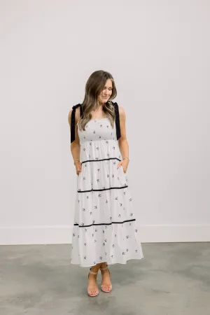 Bow Print Flare Mini Dress