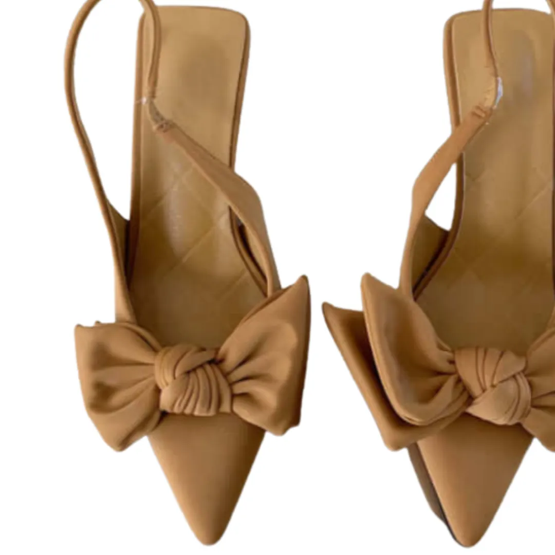 Bow Tie Sling Back Pointy Toe Heels