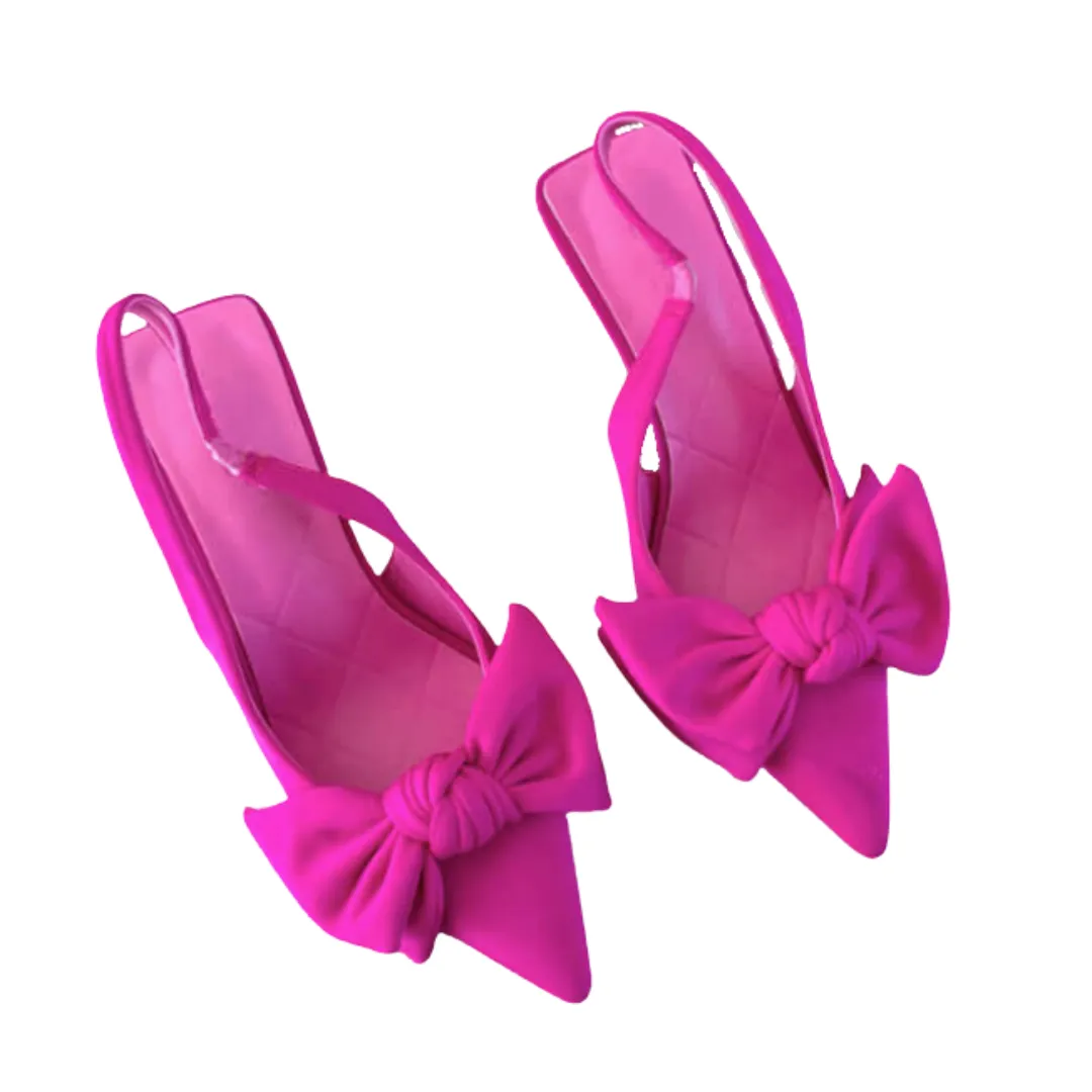 Bow Tie Sling Back Pointy Toe Heels