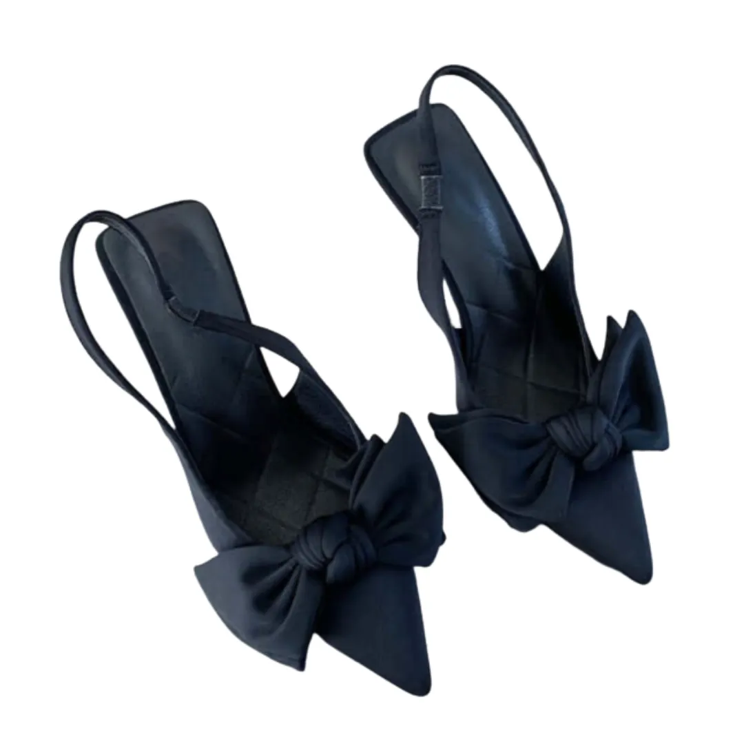 Bow Tie Sling Back Pointy Toe Heels