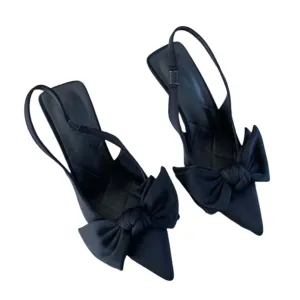 Bow Tie Sling Back Pointy Toe Heels