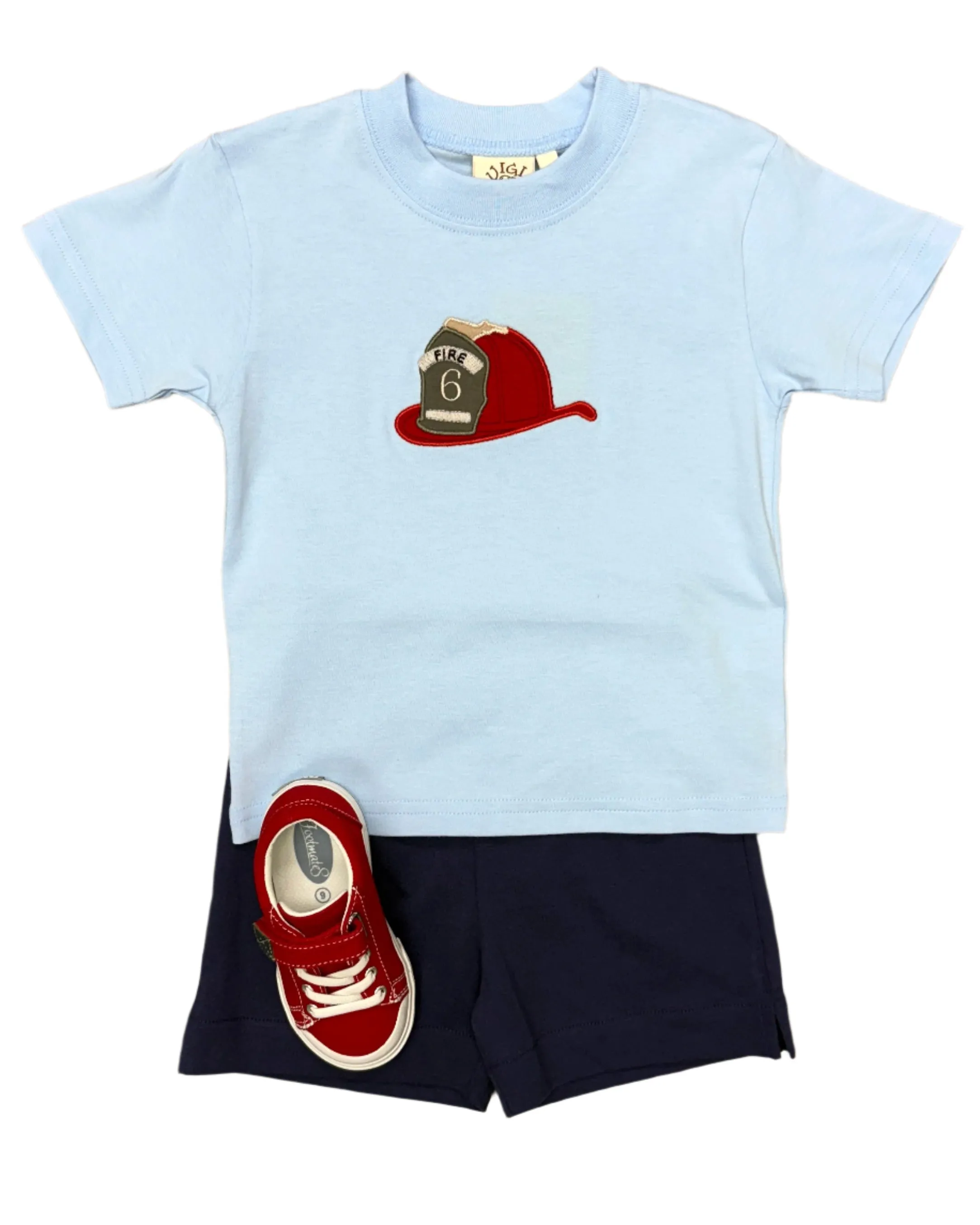 Boys S/S Shirt w/ Fire Hat - Lt. Sky Blue
