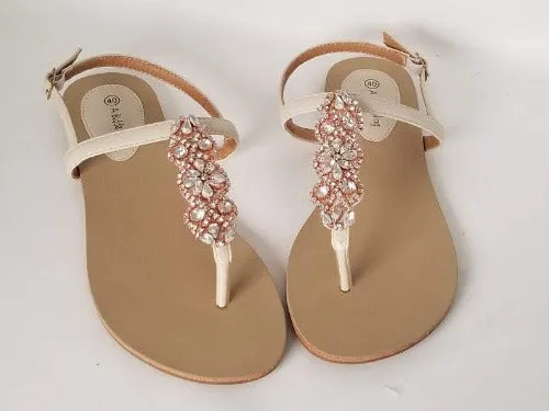 Bridal Sandals with Rose Gold Applique