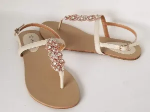 Bridal Sandals with Rose Gold Applique