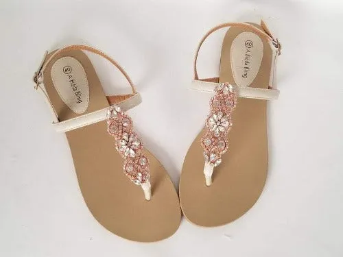 Bridal Sandals with Rose Gold Applique