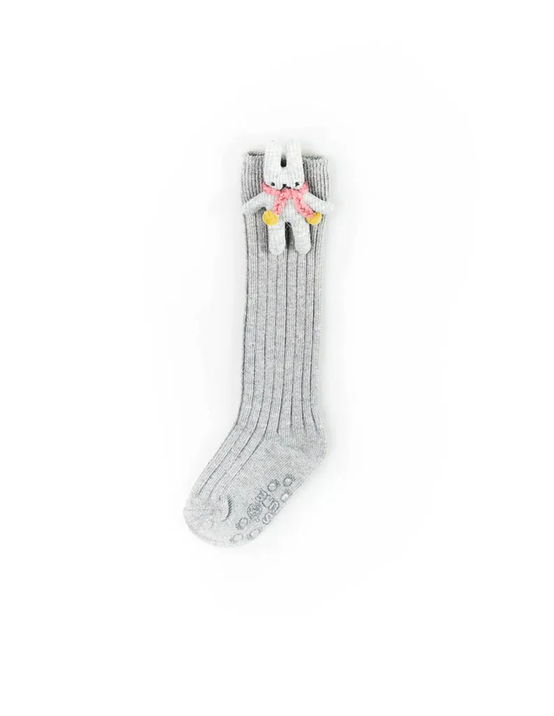Bunny Scarf Knee Socks Grey