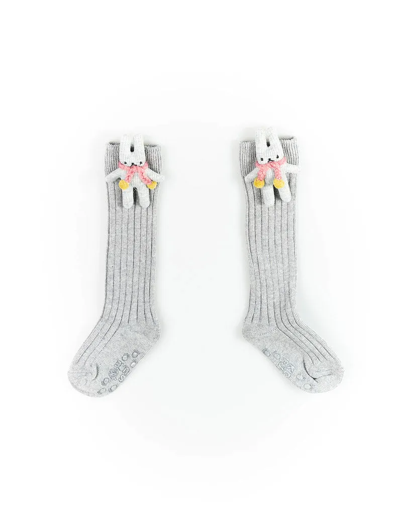Bunny Scarf Knee Socks Grey