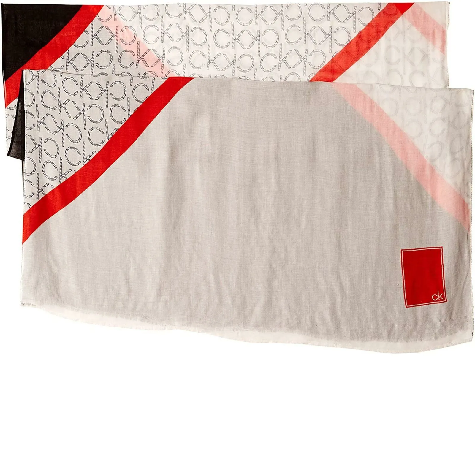 Calvin Klein Women's Spliced Colorblocked Rectangle Logo Scarf