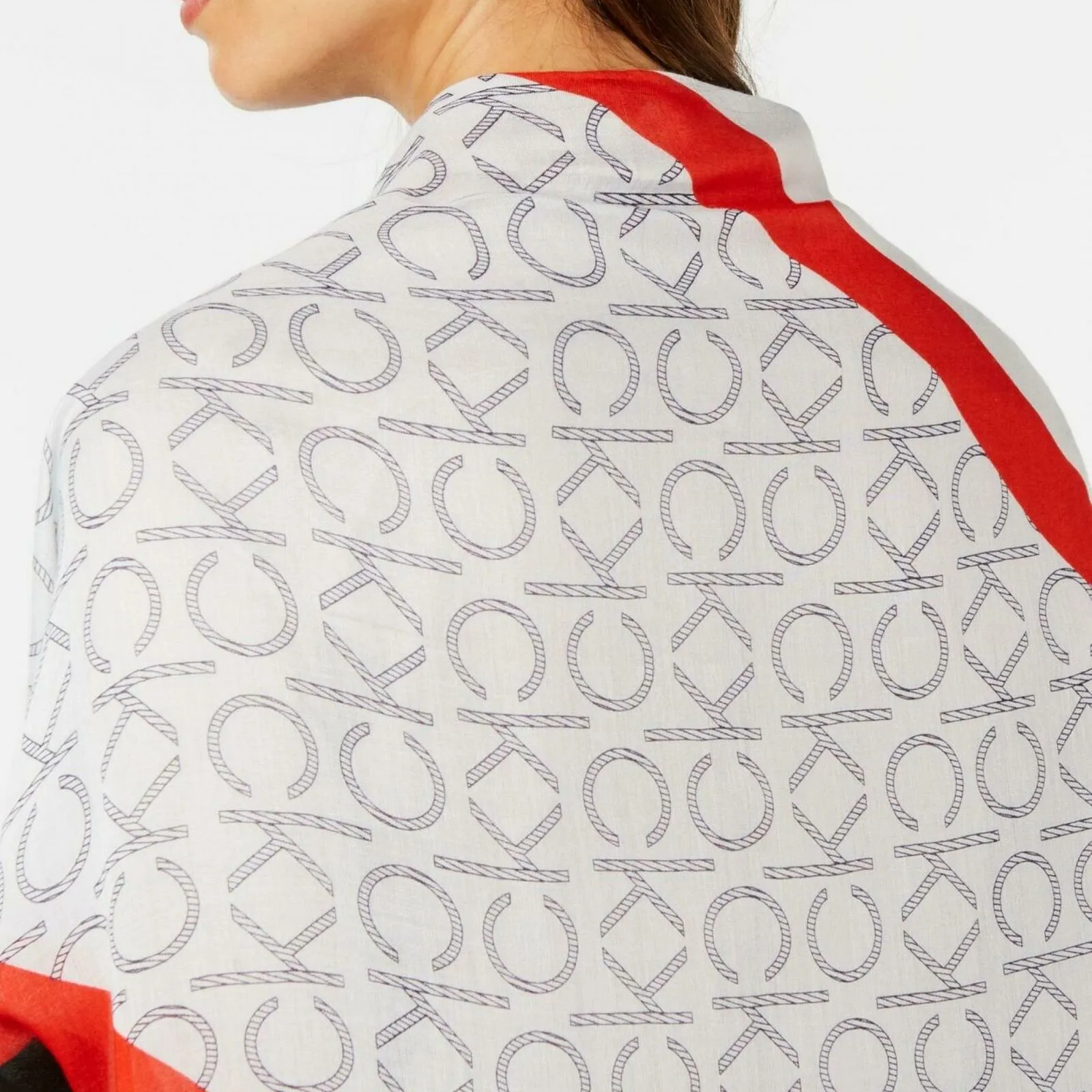 Calvin Klein Women's Spliced Colorblocked Rectangle Logo Scarf