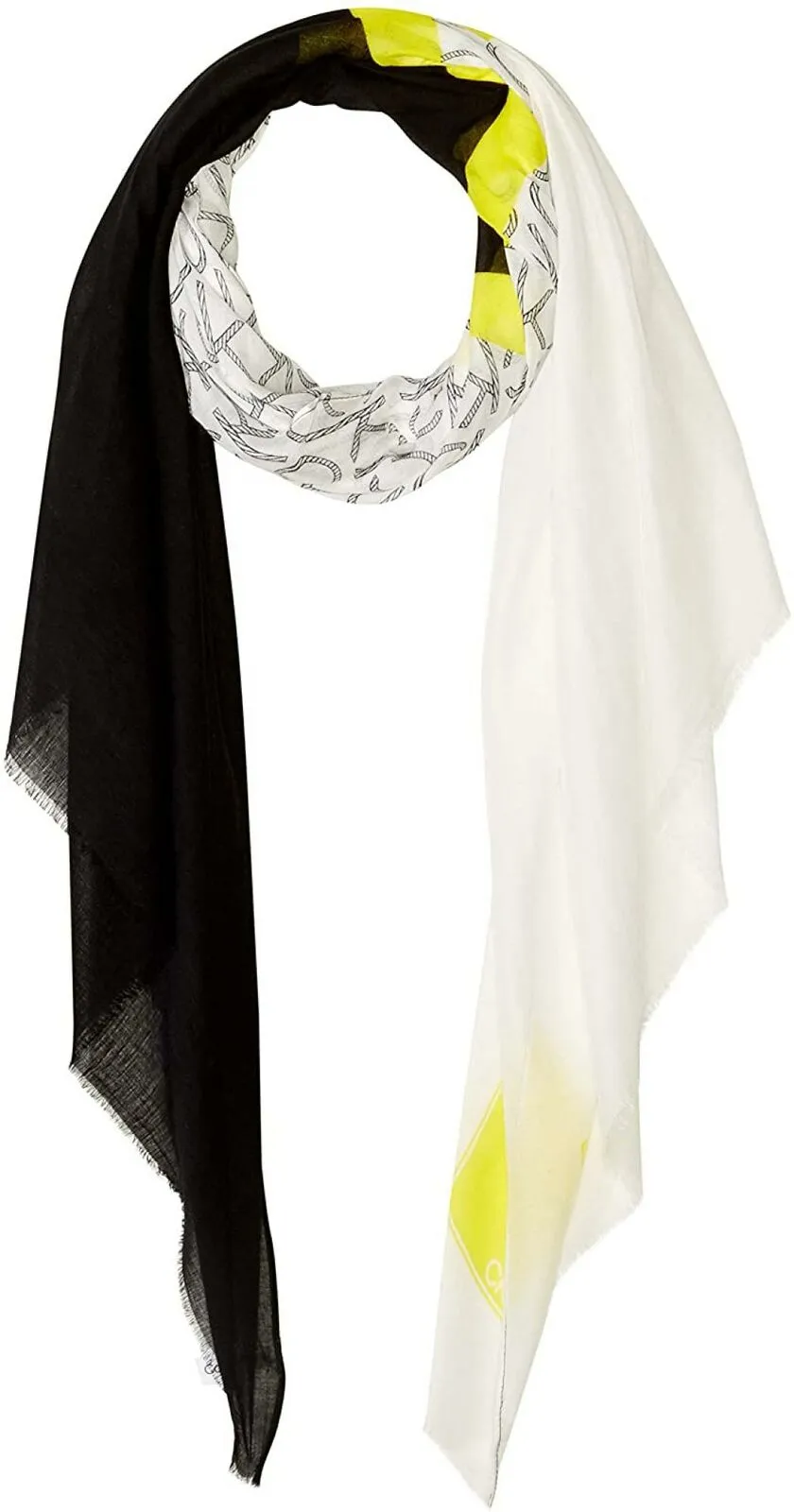 Calvin Klein Women's Spliced Colorblocked Rectangle Logo Scarf