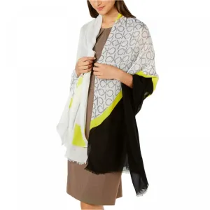 Calvin Klein Women's Spliced Colorblocked Rectangle Logo Scarf
