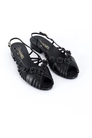 Camellia Flower Slingback Sandals