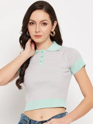 Camla Barcelona Peach Spread Collar Crop Top