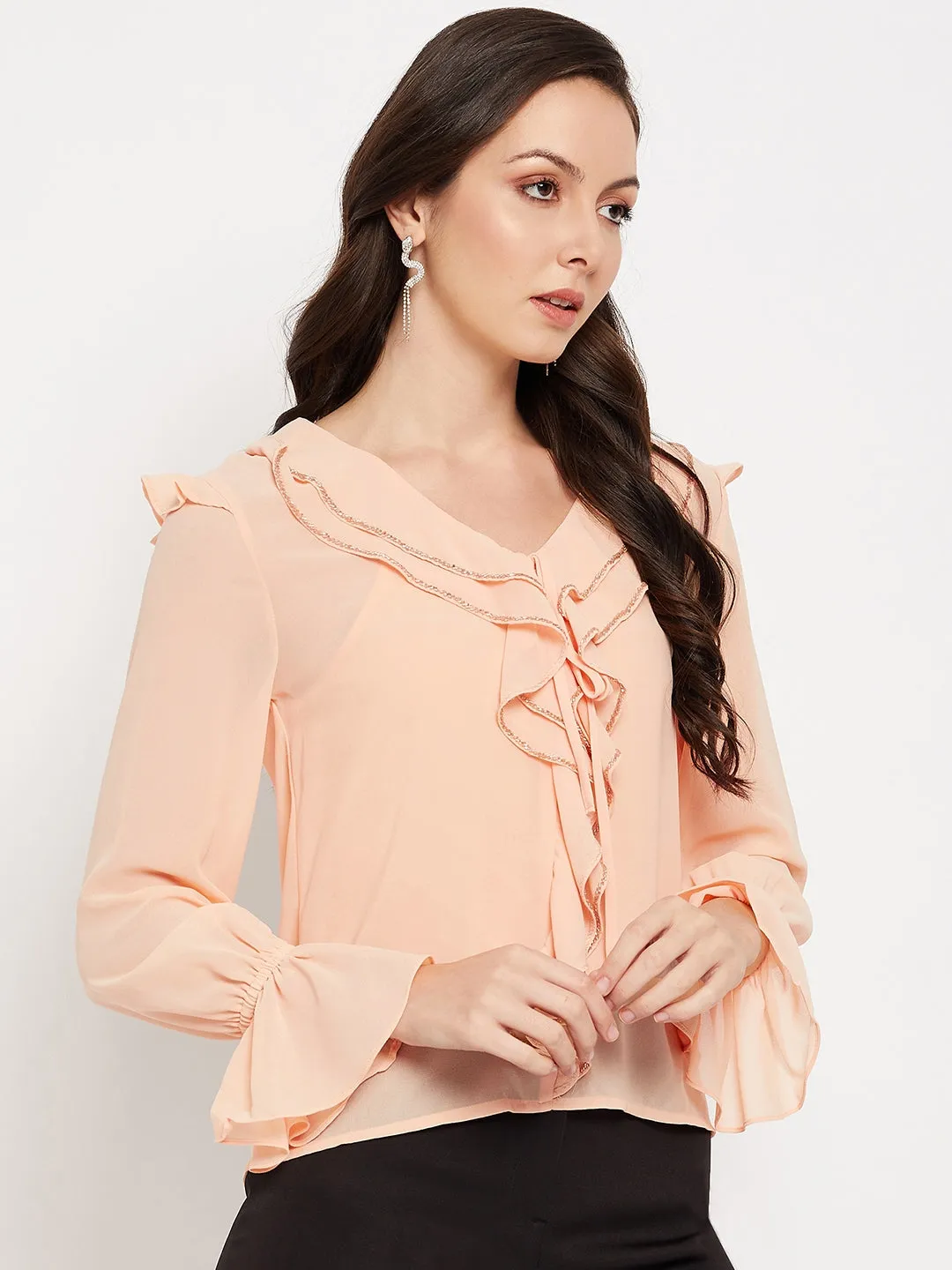 Camla Barcelona Ruffled Embellished Top