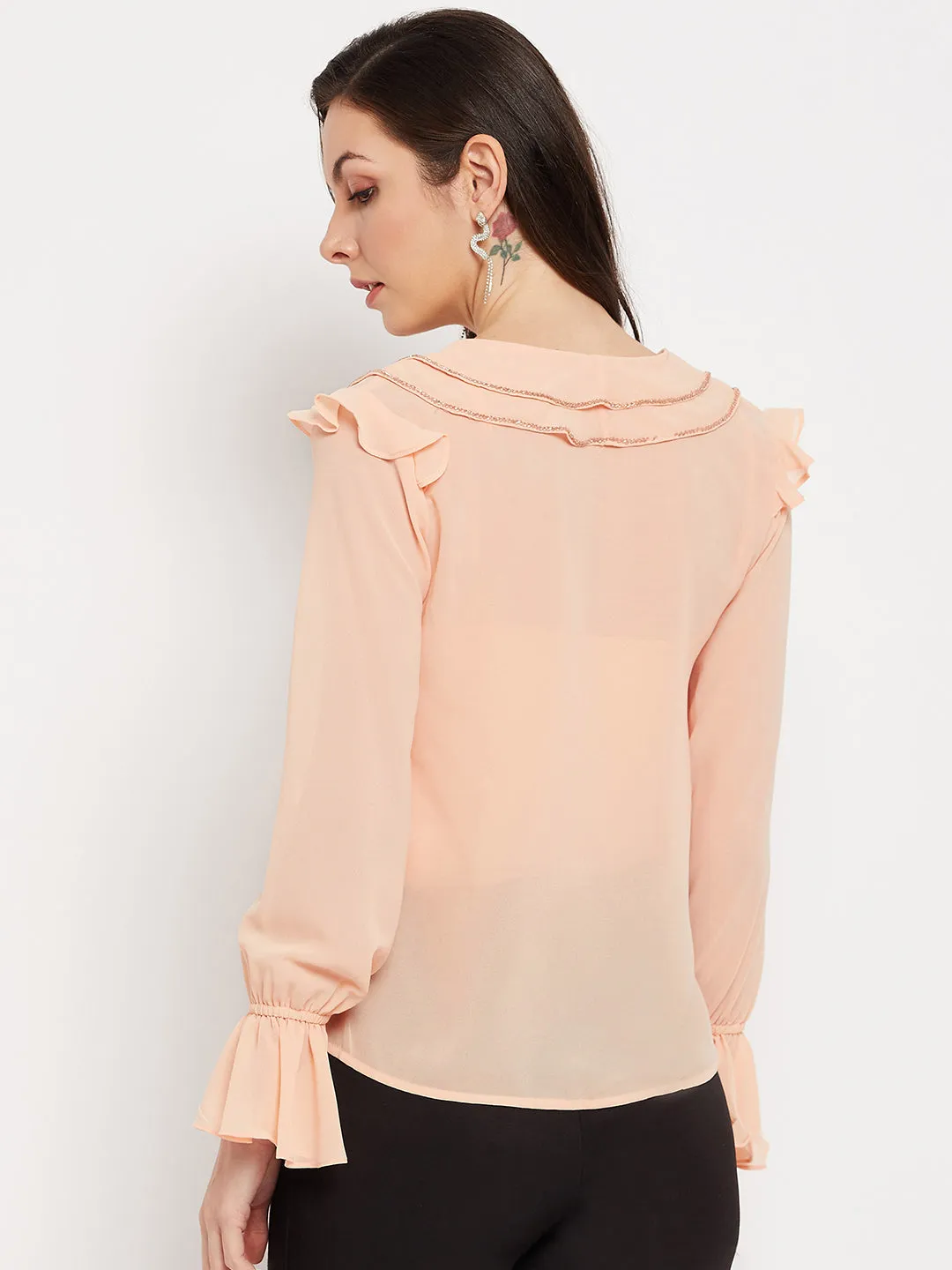 Camla Barcelona Ruffled Embellished Top